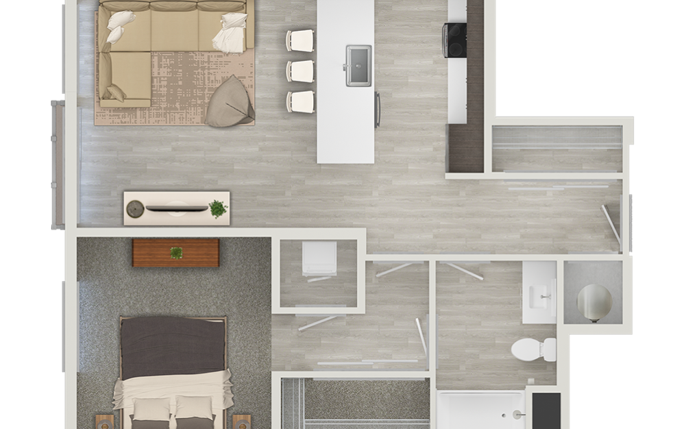 A3.1 - 1 bedroom floorplan layout with 1 bathroom and 788 square feet